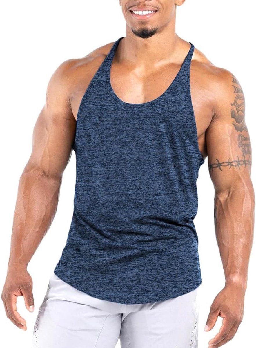 Workout Stringer Tank Tops Atletische Sneldrogende Y-Back Tops Bodybuilding Spier Shirts voor Gym (1 of 3 Pack)