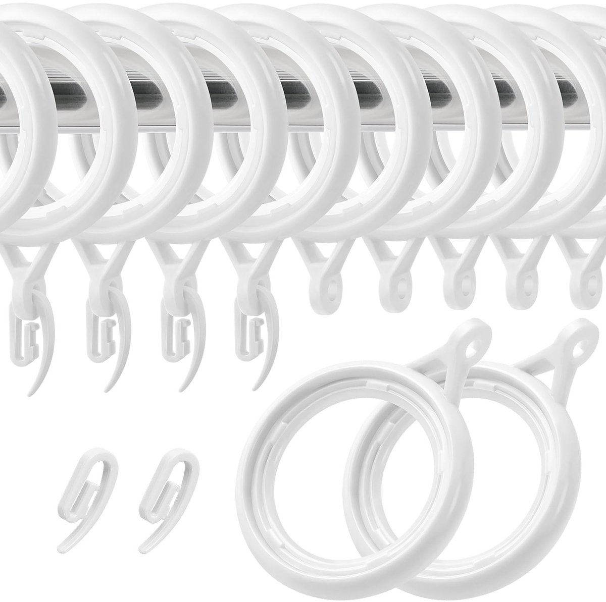 Omgoods - Set van 48 Gordijnringen en Haakjes