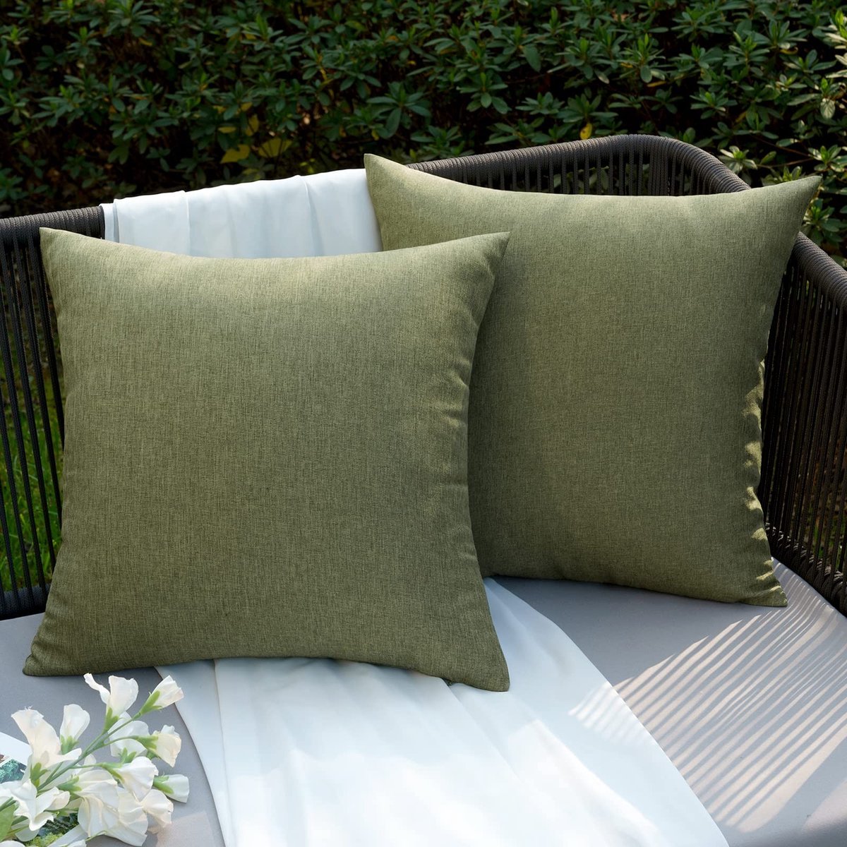 Omgoods- Kussenslopen Waterdicht - Set van 2 - 45 x 45 cm - Polyester - Buiten/ Binnen - Duurzaam - Imitatielinnen - Kussenhoezen