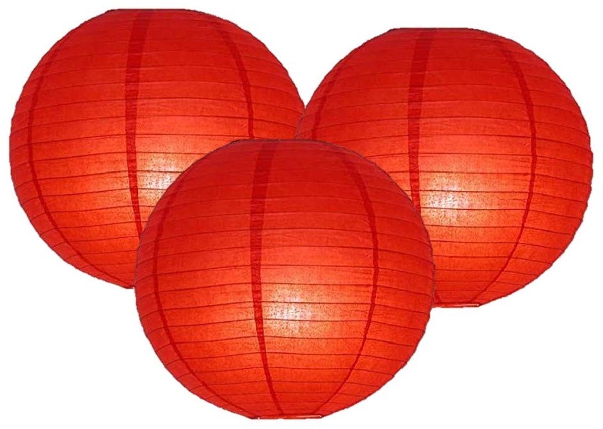 Omgoods - Set van 3 Papieren Lampionnen voor Feestdecoratie