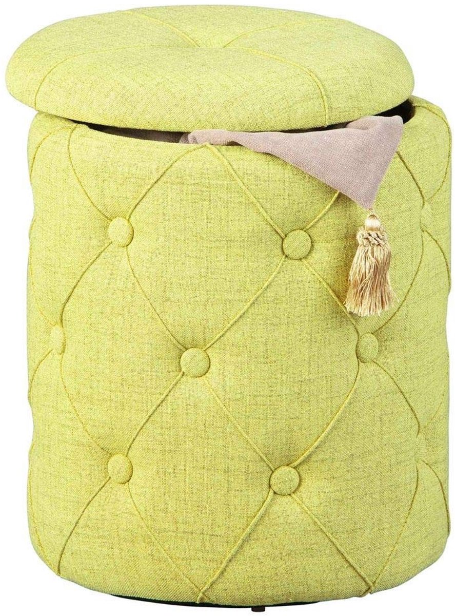 Omgoods - Gequilte Gele Poef 34 x 34 x 40 cm