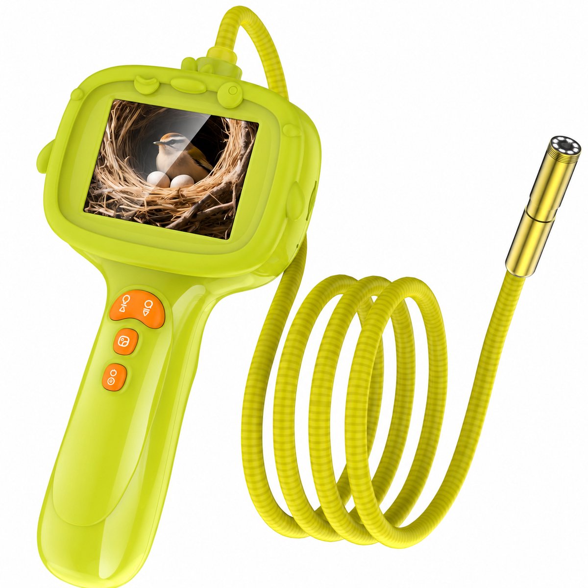Kinderinspectiecamera - Kindercamera met 2,4 inch HD IPS-scherm - 2 MP endoscoopcamera - Flexibele sonde met LED - IP67 waterdichte lens - Foto en video - USB-C - Groen