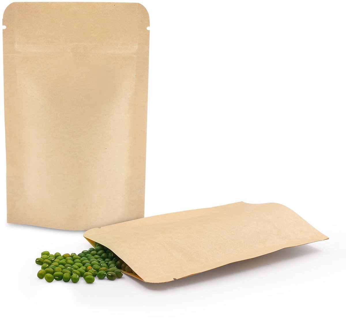 Omgoods - Set van 50 Herbruikbare Kraft Stand Up Pouches met Ritssluiting