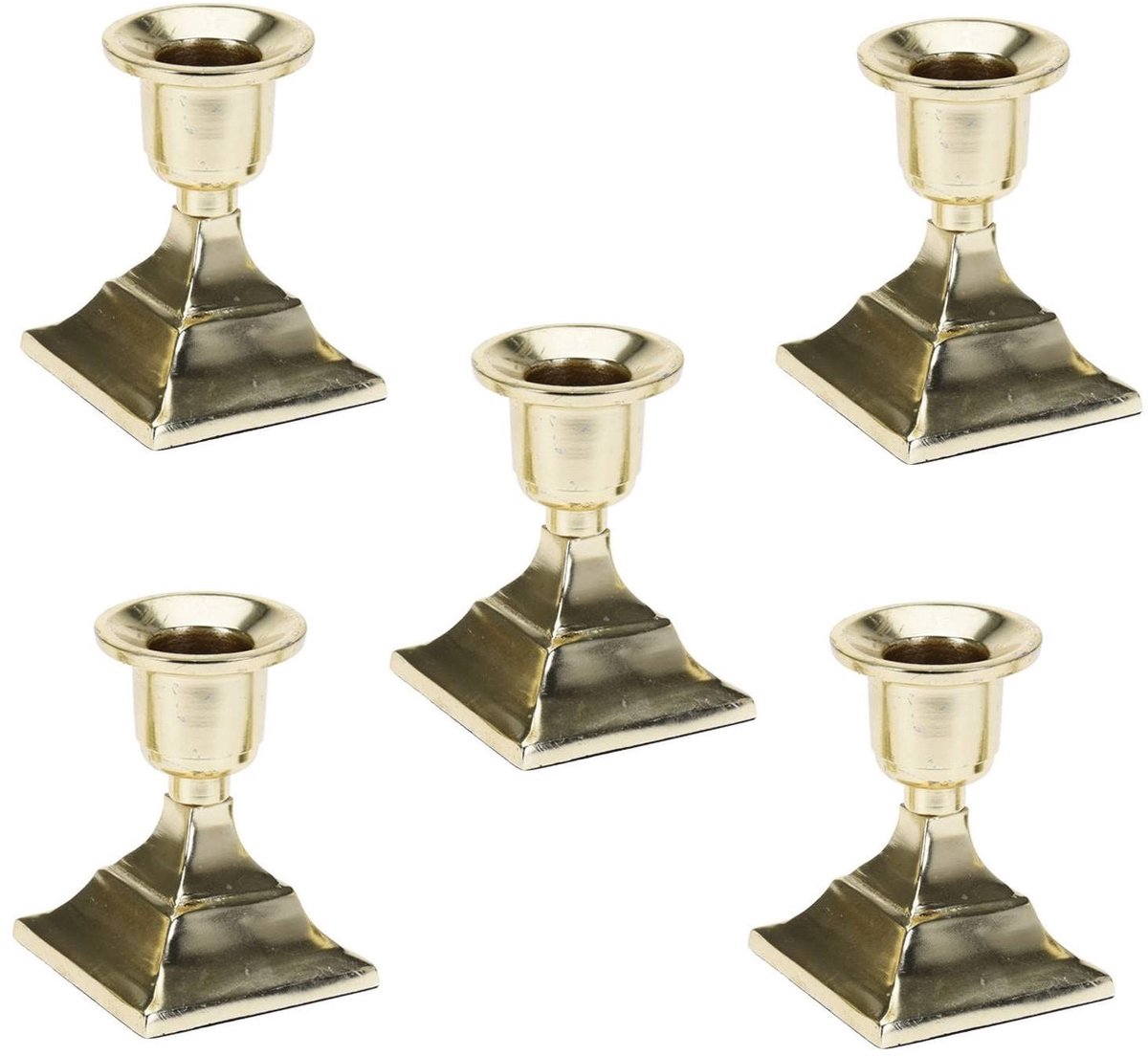Omgoods - Set van 5 Gouden Kaarsenhouders met Antieke Look