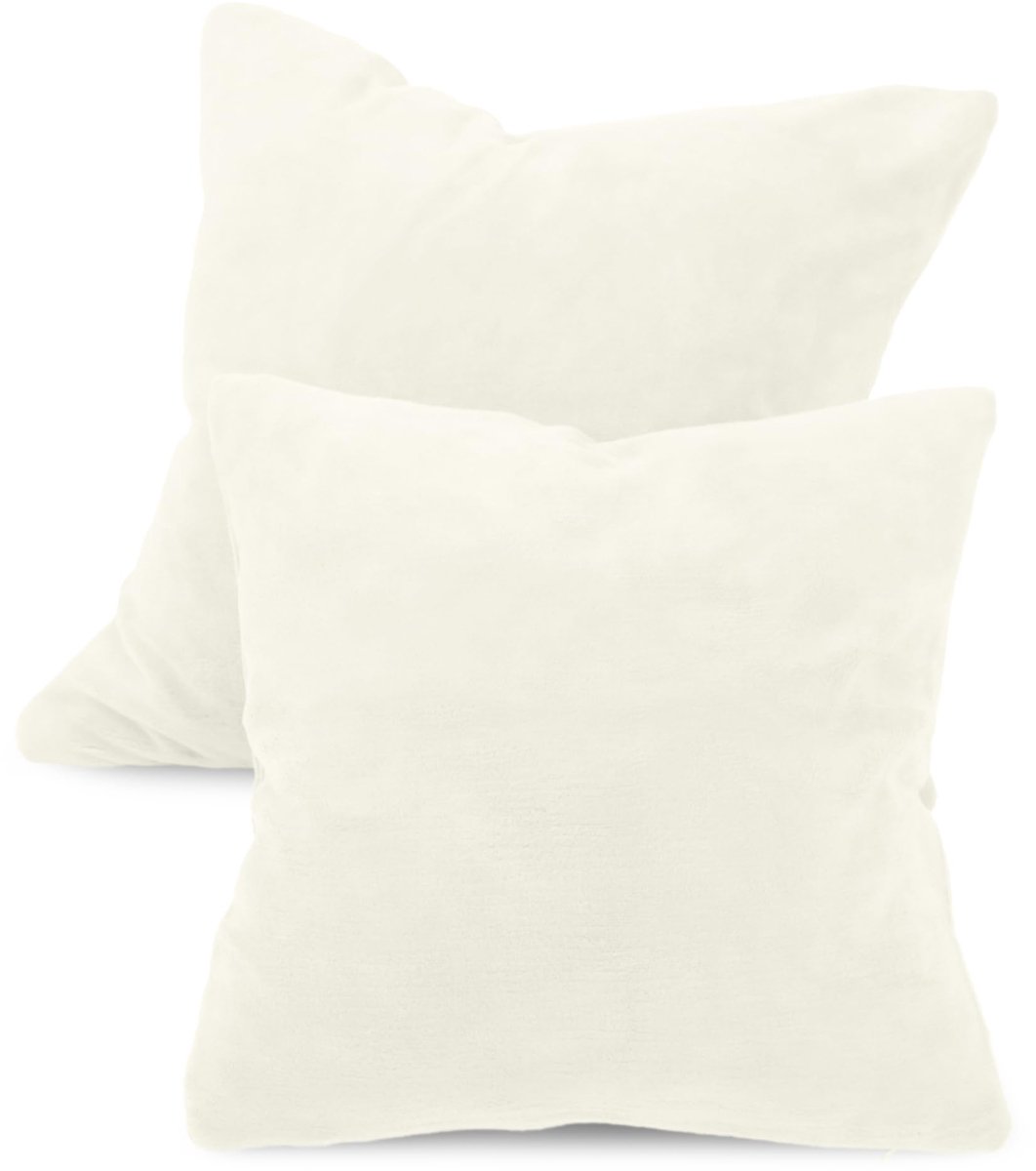 Omgoods - Set van 2 Coral Fleece Kussenhoezen - 60 x 60 cm Wit