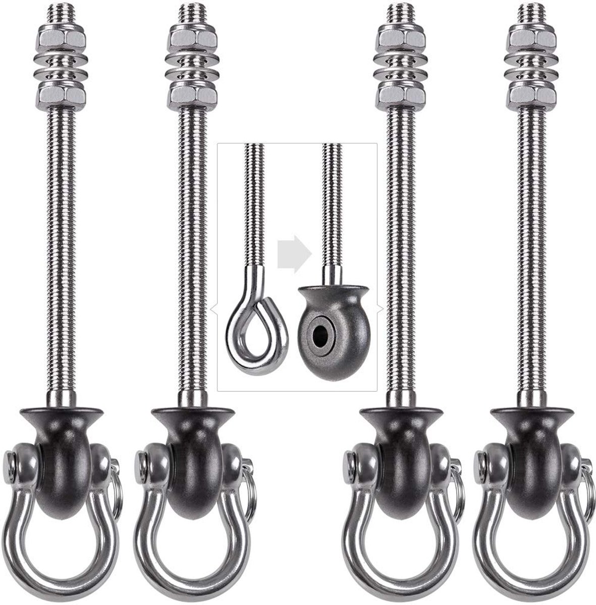 Omgoods - Set van 4 Swing Hangers, Draagkracht 1500 lbs, 180° Rotatie