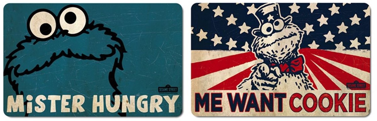 Omgoods - Sesamstraat Koekiemonster Ontbijtplank Set van 2