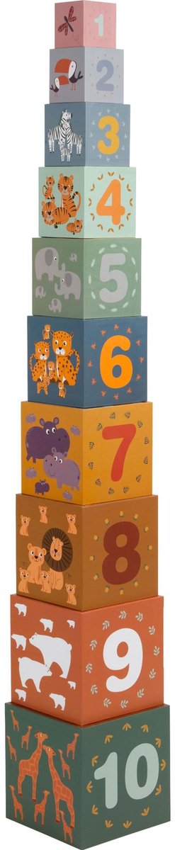 Omgoods - Stapelbare Safari Cubes voor Baby's met Dieren en Cijfers