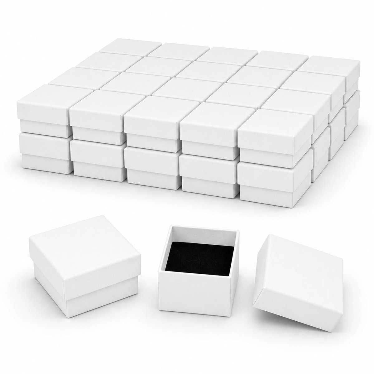 Omgoods - Set van 48 Witte Kartonnen Sieraden Ringdozen