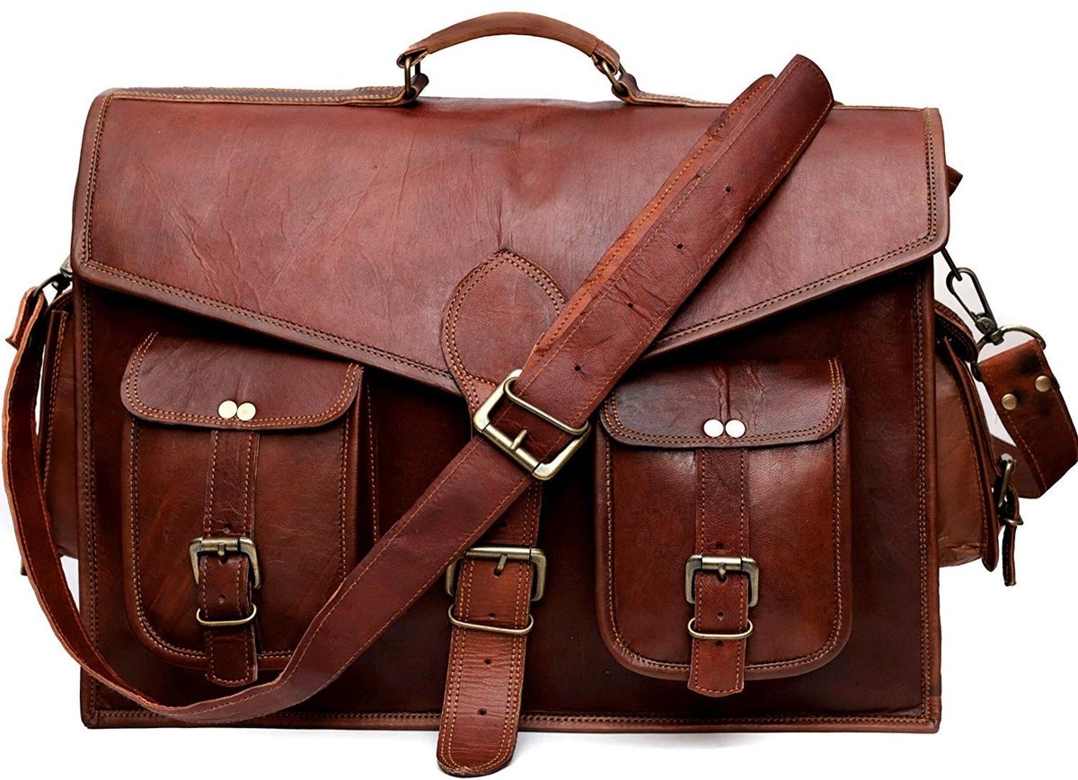 Omgoods - Leer Messenger Bag voor Laptop - Bruin