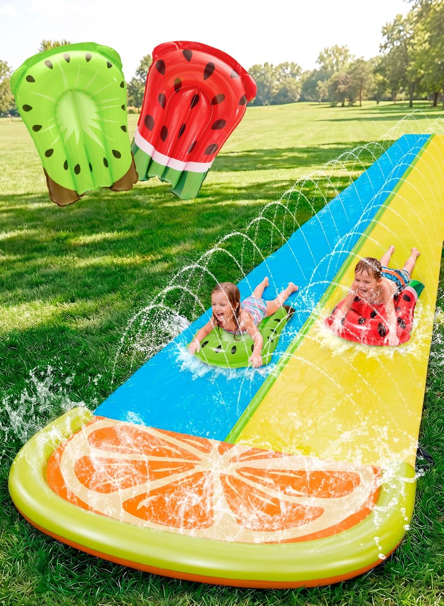 Omgoods - Waterglijbaan met 2 Opblaasbare Planken voor Tuinplezier in de Zomer