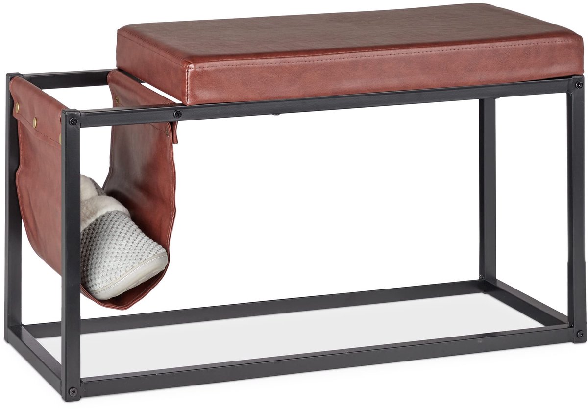 Omgoods - Halbank met Opbergruimte, 42.5 x 77 x 38 cm, Industrieel Design