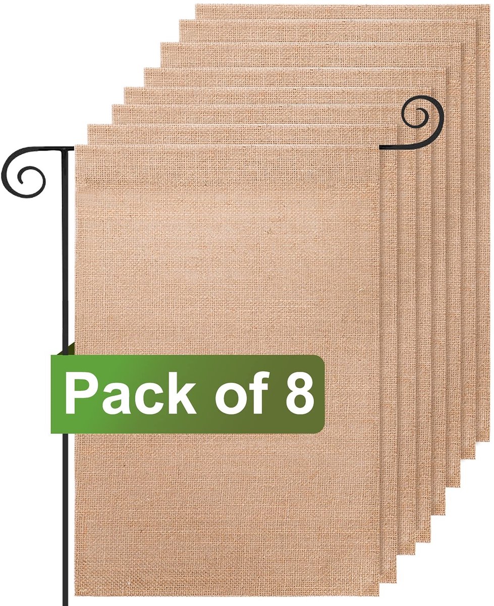 Omgoods - Set van 8 Jute Doe-Het-Zelf Tuinvlaggen