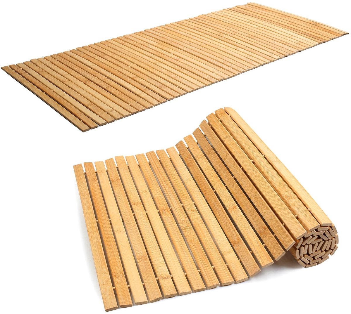 Omgoods - Bamboe Badmat 120 x 50 cm Antislip voor Douche en Sauna