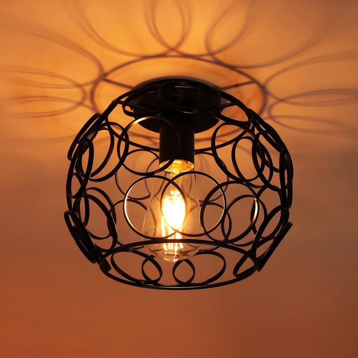Omgoods - Industrieel Hanglamp met Metalen Kooi, E27 Fitting, 25 cm