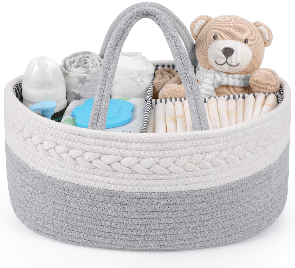 Omgoods - Baby Diaper Caddy - Handige Opbergmand voor Baby Benodigdheden in Grijs