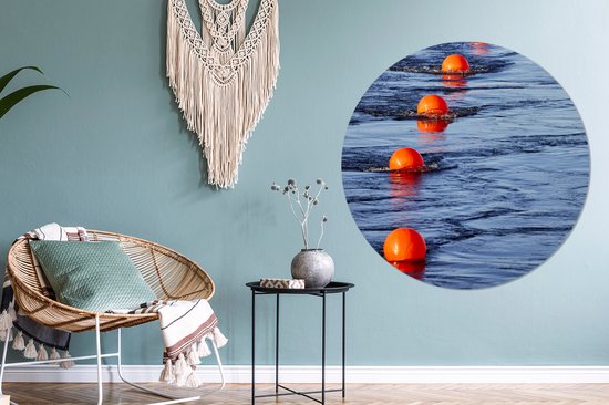 WallCircle - Wandcirkel - Muurcirkel - Boei - Oranje - Blauw - Aluminium - Dibond - 140x140 cm - Binnen en Buiten