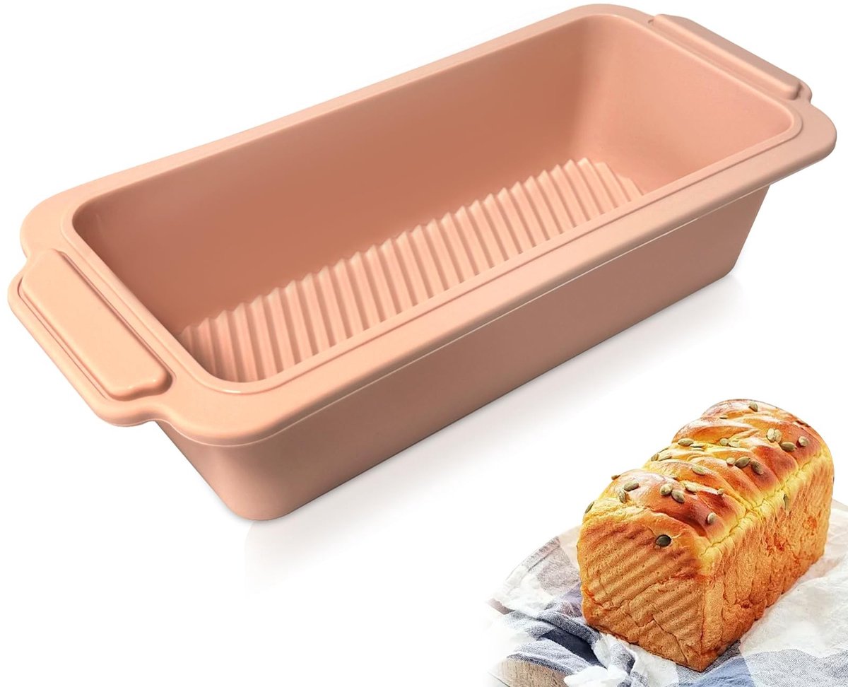 Dailygoods - Broodbakvorm, siliconen, 28 x 12 x 6,5 cm, bakvorm, BPA-vrij, bakvorm, rechthoekig, siliconen, toastbrood, bakvorm, anti-aanbaklaag en snelsluiting (roze)