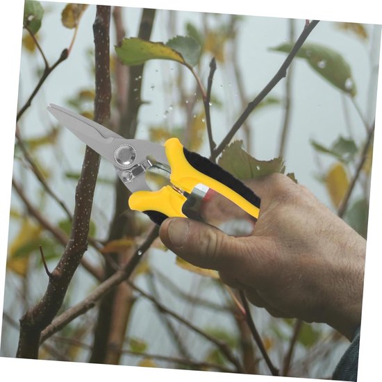 3-delige Tuingereedschap van roestvrij staal - Schaar - Snoeischaar - Snoeitang - Extra scherp - Antislip handgrepen - Geschikt voor bloemschikken, bonsai, tuinieren, landschapsarchitectuur, enz. - Groen, oranje, geel van Merkloos	 — afbeelding 4
