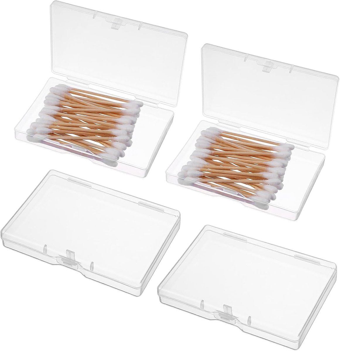 4 Stks Kleine Plastic Doos 10x7x1.8cm Kleine Mini Opslag Containers met Deksels Mini Rechthoek Clear Box Case Organizer Reizen Floss Picks Case voor het verzamelen van Kralen Sieraden Kaarten Knoppen