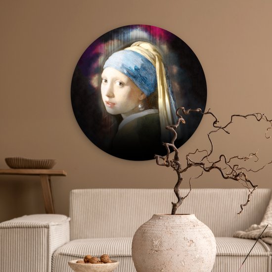 Cercle mural - Plastique - Boucle d'oreille La Fille à la perle - Vermeer - Art - ⌀ 60 cm