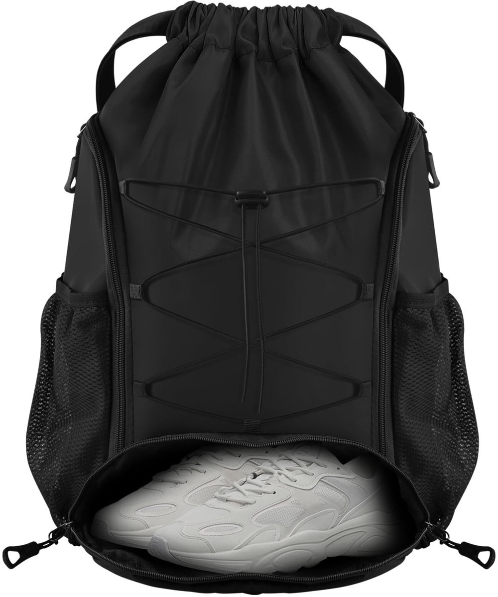 Dailygoods - BROTOU Sporttas, sporttas, rugzak, trekkoord, gymtas met schoenenvak, trekkoord, gymtas, badtas, waterdicht, voetbaltas voor jongens, heren, dames en kinderen
