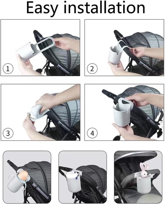 2 stuks bekerhouder - Fietsen bidonhouder - Scooter flessenhouder - Kinderwagen bekerhouder - Siliconen opbergtas - Wasbak afvoermand - Voor kinderwagens, scooters, badkamers, wastafels, trolleys, rolstoelen (8,5*27,5 cm - Diverse kleuren) — afbeelding 5