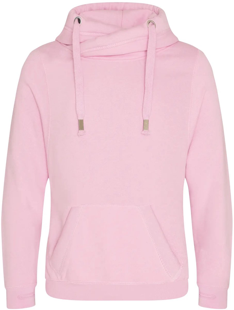 Just Hoods Cross Neck Hoodie JH021 - BABY PINK - XS