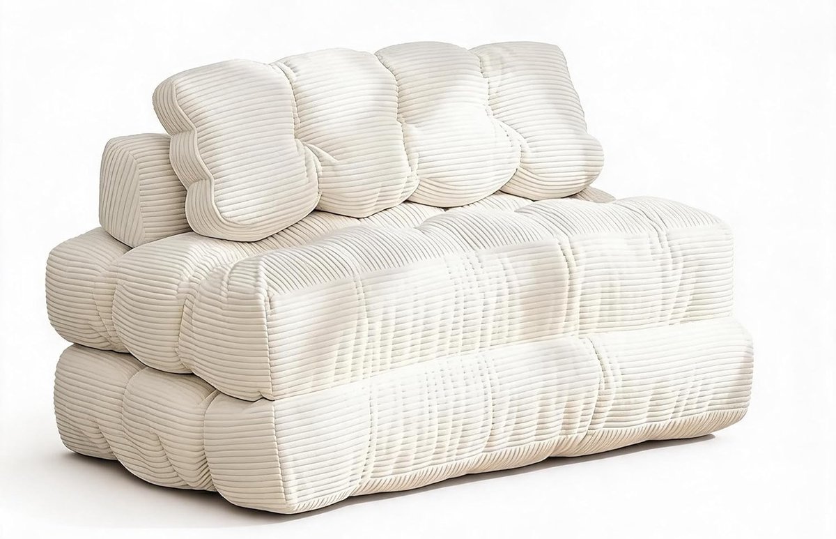 Slaapbank Opvouwbare - 130x190x23cm - Logeerbed - Slaapfauteuil - 3 in 1 - Hoofdkussen - Rugleuning - Draagbaar - Voor woonkamer en slaapkamer - Beige