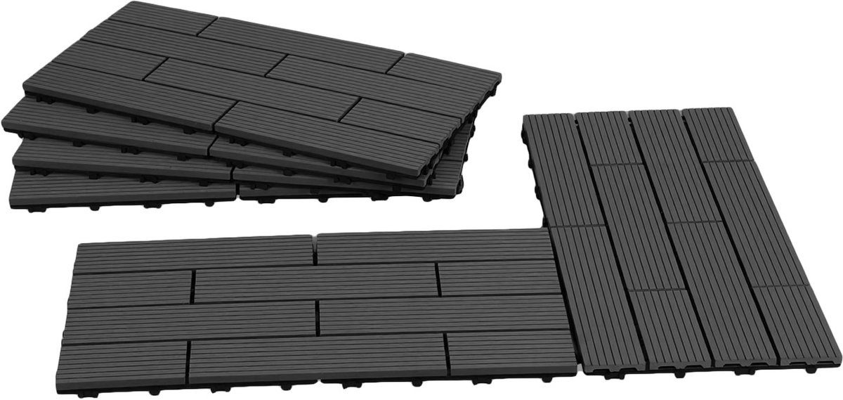 Terrastegels, 30×60cm, voor tuin- en balkonvloeren, kliksysteem Antraciet 30pcs