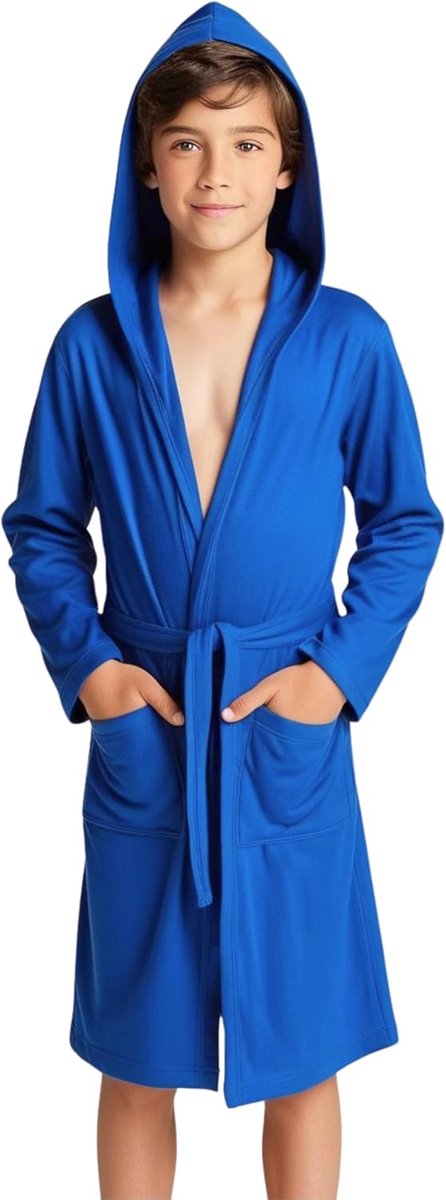 SnelShoppen - Kinderbadjas Microvezel met Capuchon, Lichtgewicht en Praktisch, Voor Kinderen 4-14 Jaar, Ideaal voor Thuis, Zwemmen en Bad