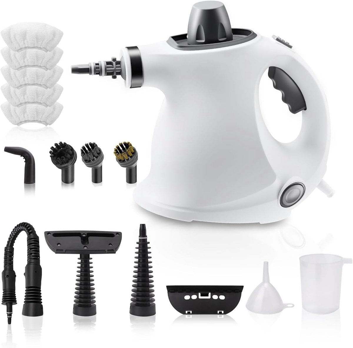 SnelShoppen - Handstoomreiniger 400 ml, multifunctionele stoomreiniger met 9-delige accessoires voor vloeren, tegels, ramen, banken, chemicaliënvrij,