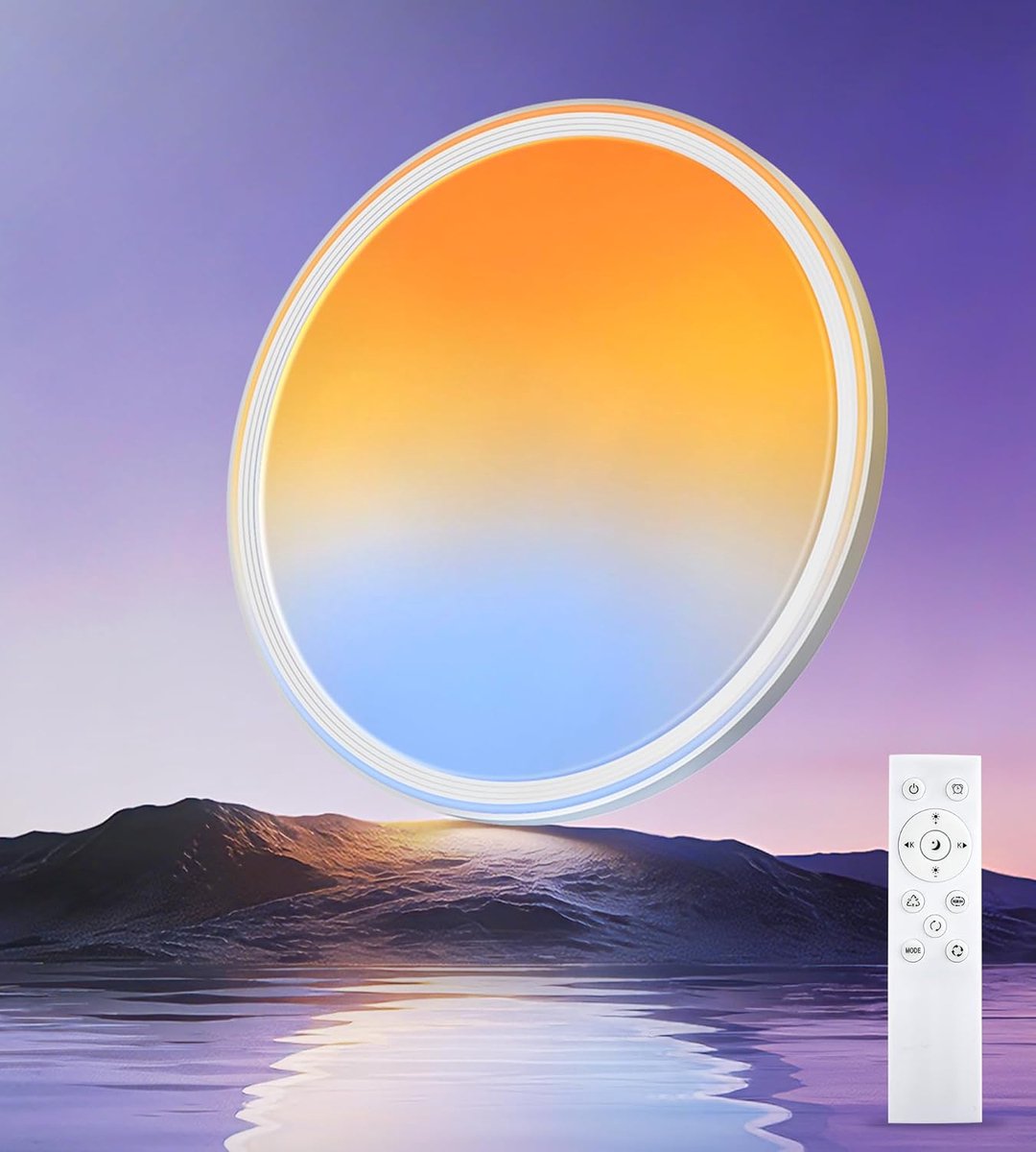 SnelShoppen - RGBIC LED Plafondlamp Ø30cm, 48W 4800LM, Dimbaar met 33 Lichtmodi, 68 LEDs, 3 Natuurlijke Kleuren, RGB Kleurverandering en Luchtlichteff