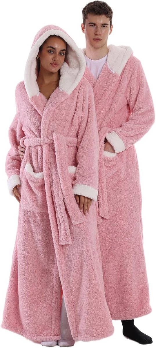 Unisex Flannel Hooded Bathrobe - ShopVlot