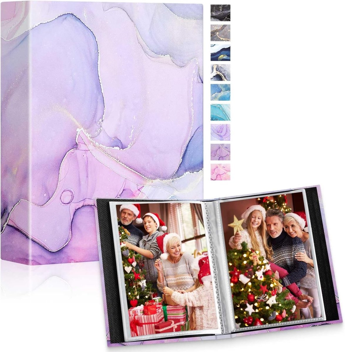 Fotoalbum 10 x 15 cm, Set van 50, Mini Hardcover voor Portretten, Roze en Paars, Perfect voor Herinneringen en Foto's