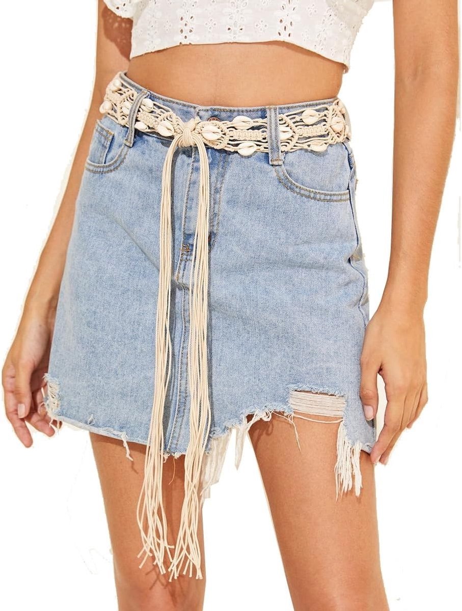 Boho Tassel Riem voor Dames - Gevlochten Tailleband voor Jurken en Jeans, Perfecte Accessoire voor een Casual Look