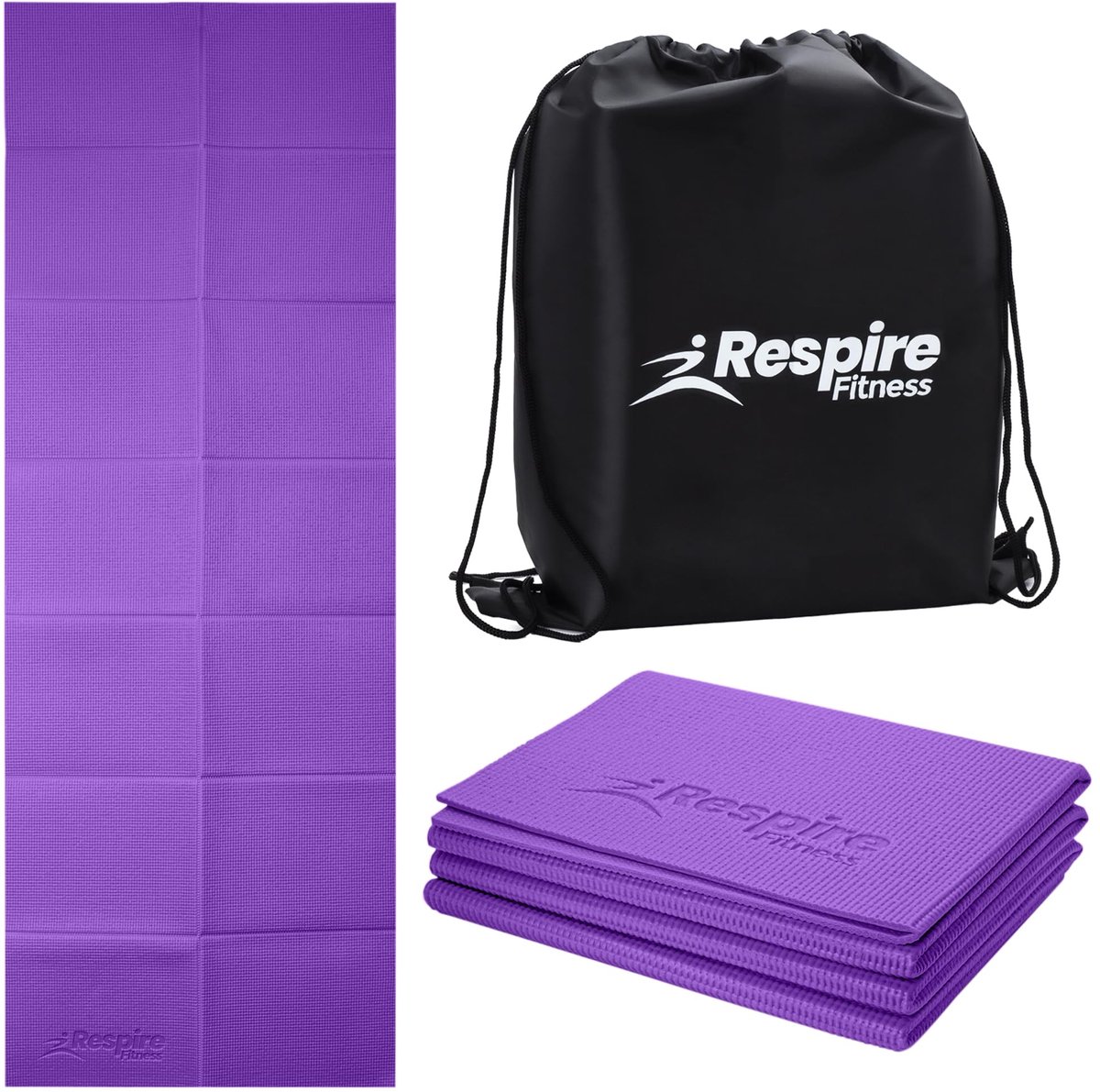 SnelShoppen - Lichte Opvouwbare Yogamat voor Reis - Antislip Draagbare Sportmat voor Fitness, Training, Pilates - Zacht en Ondersteunend, 3-laags, Per