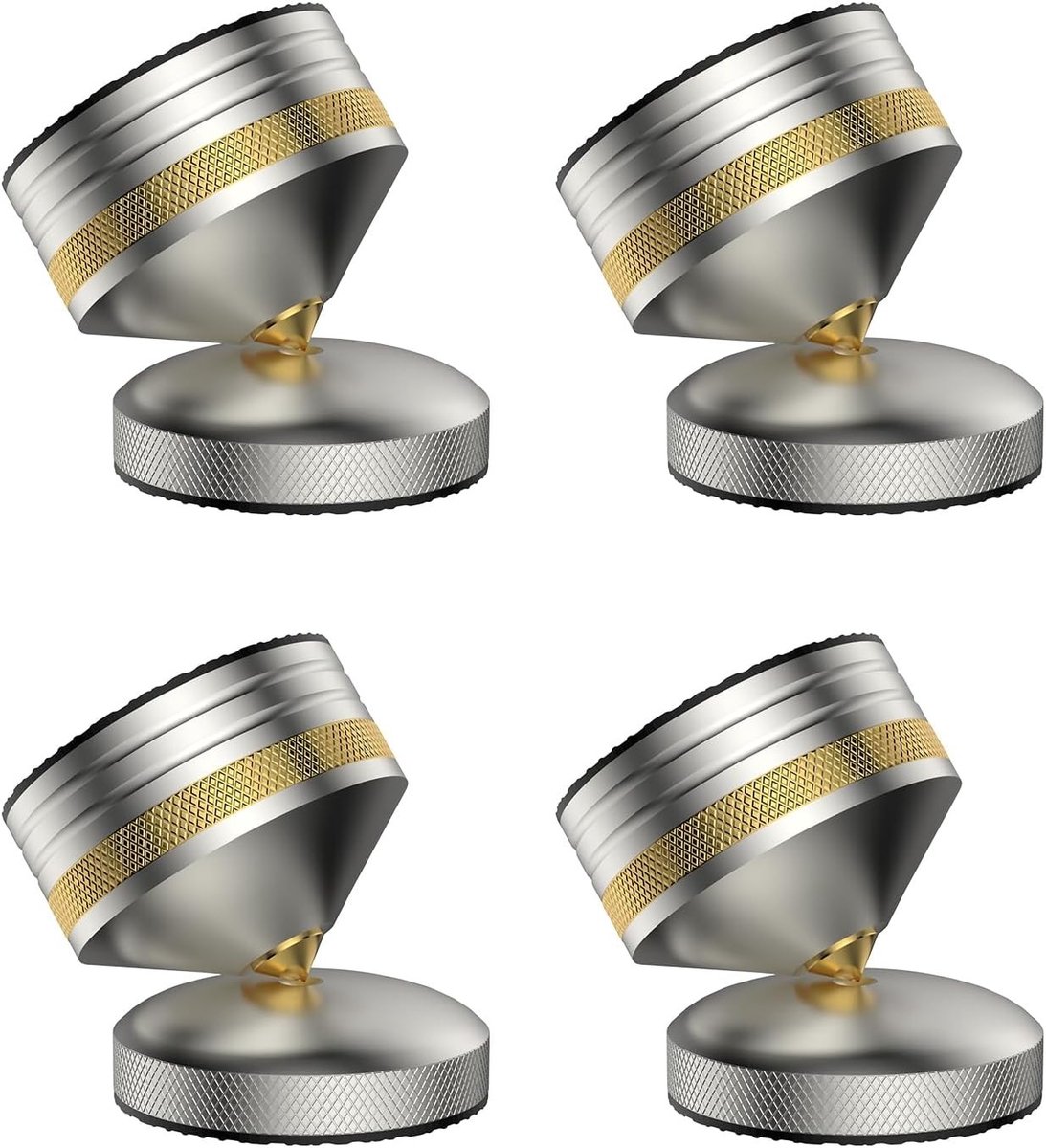 HiFi Speaker Spikes - 4 Pack Aluminium Isolatie Voeten voor Versterkers, Platenspelers en DAC Apparaten - Schokabsorberend en Hoogte Verstelbaar