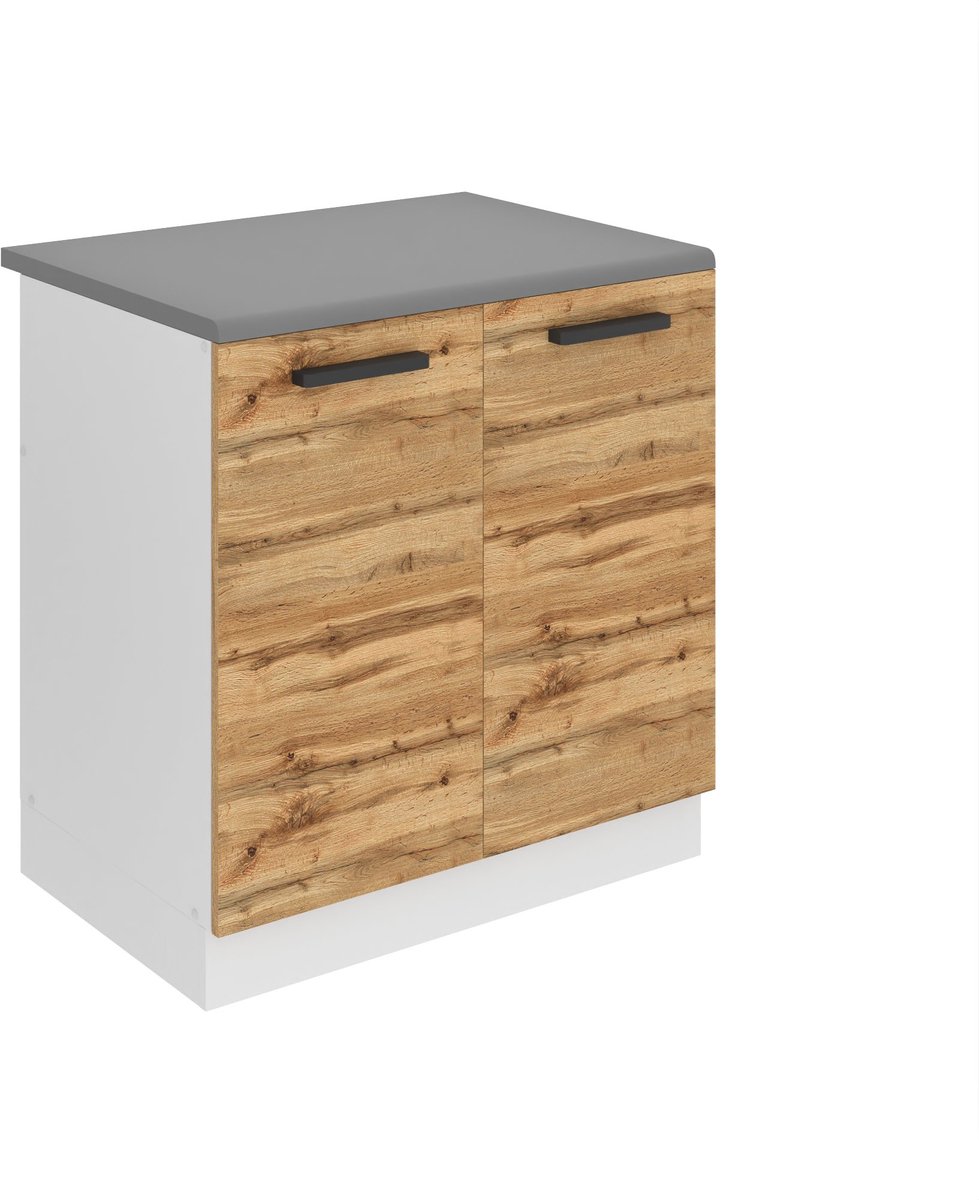 BELINI Spoelbakkast SDZ 80 cm met 2 Deuren met Werkblad - Wotan Eiken