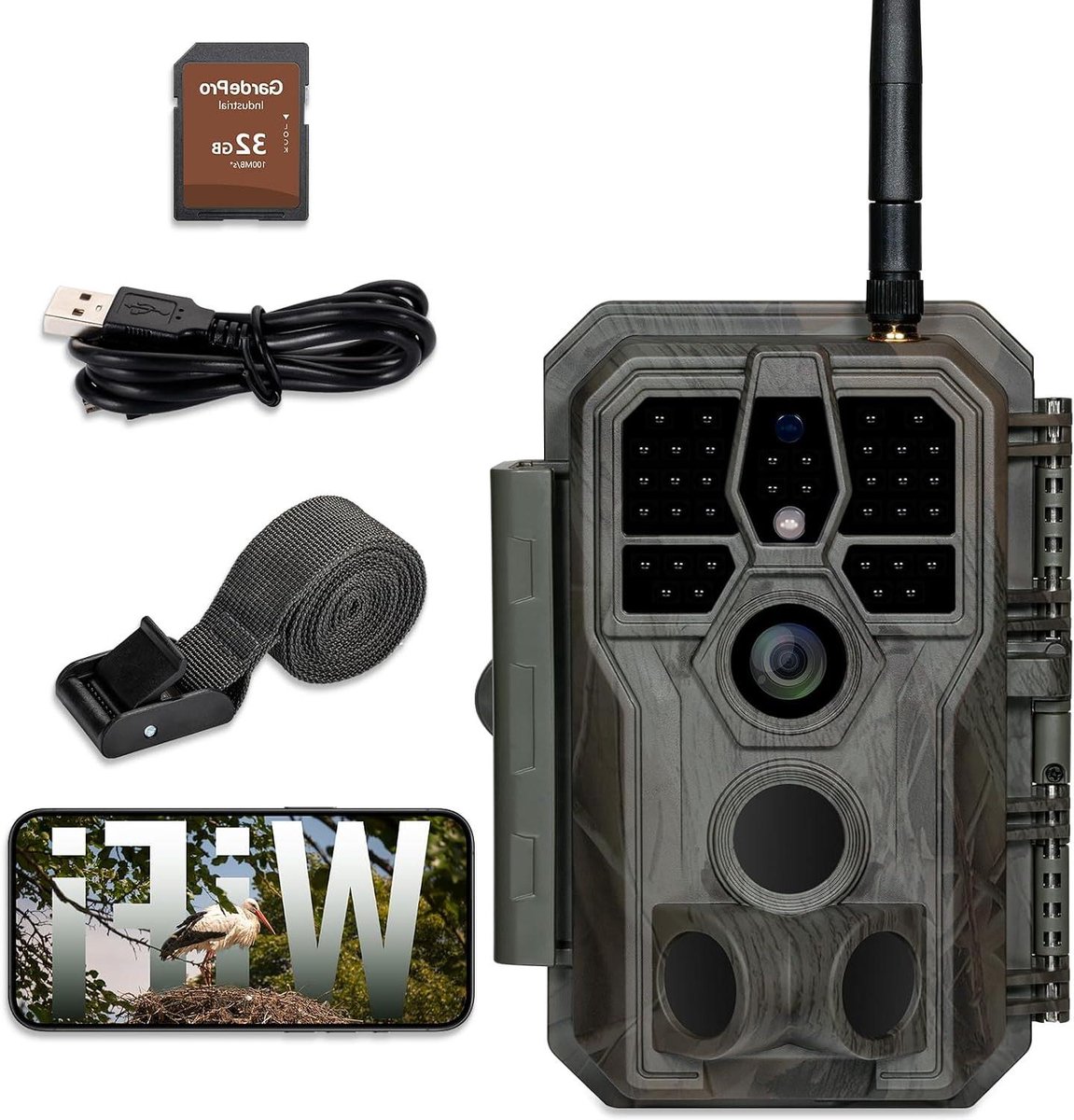 Wildcamera WLAN - Nachtzicht Camera - Dieren Observeren - Snelle Bewegingsdetectie - 32 GB Inclusief - Camouflage