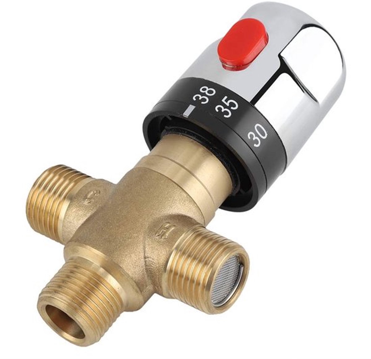 Thermostatische Mengkraan 3-weg - Messing - Veiligheidsschakelaar 38ºC/42ºC - Eenvoudig te installeren - Inlaat 15 mm - Geschikt voor badkamer/keuken