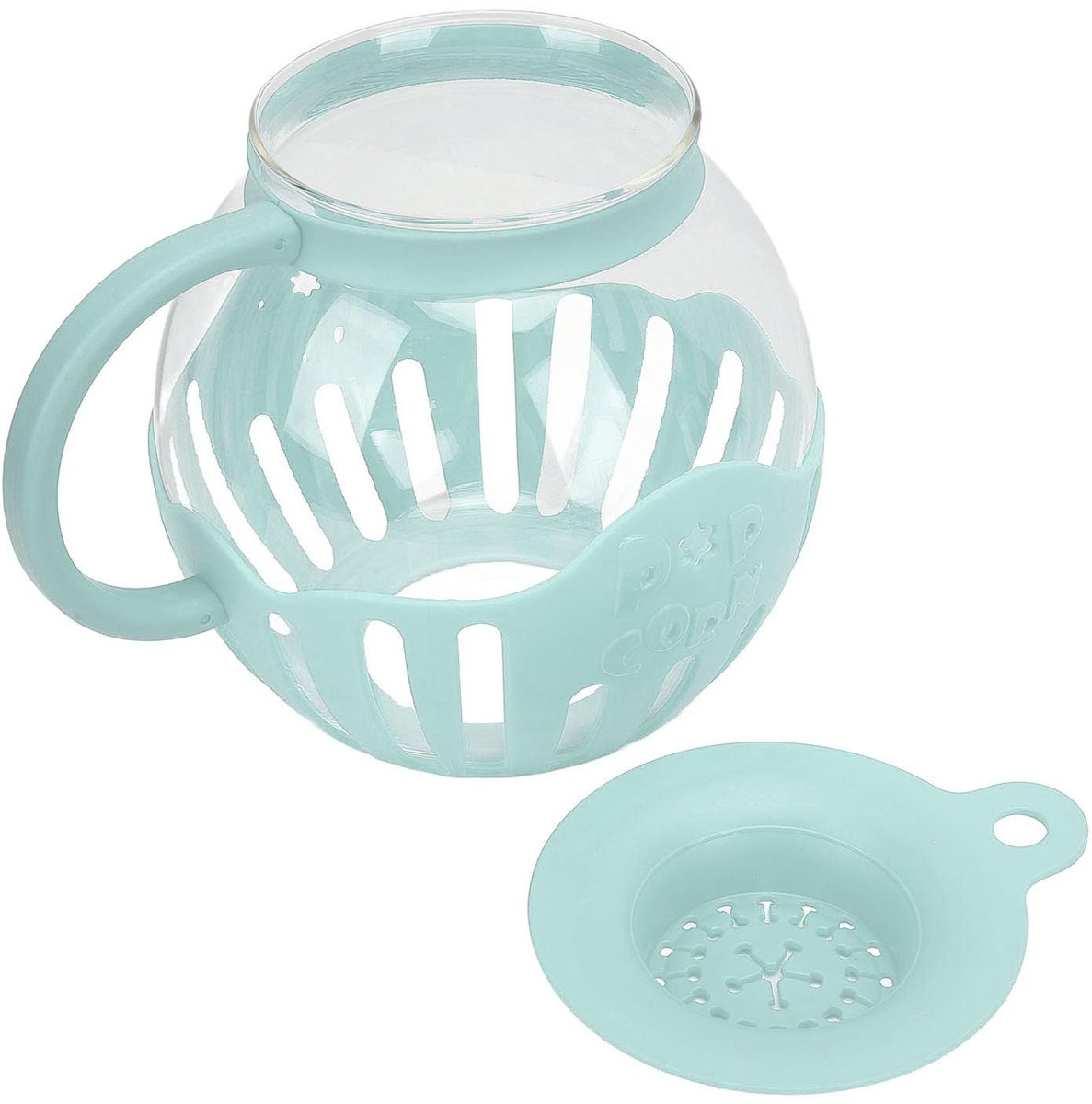 SnelShoppen - YUEHISY Magnetron Popcornpot - Glazen Popcorn Popper met Dubbele Functie - 2.13L - Gezond Snacken voor Filmavond, Feest en Camping - Bla
