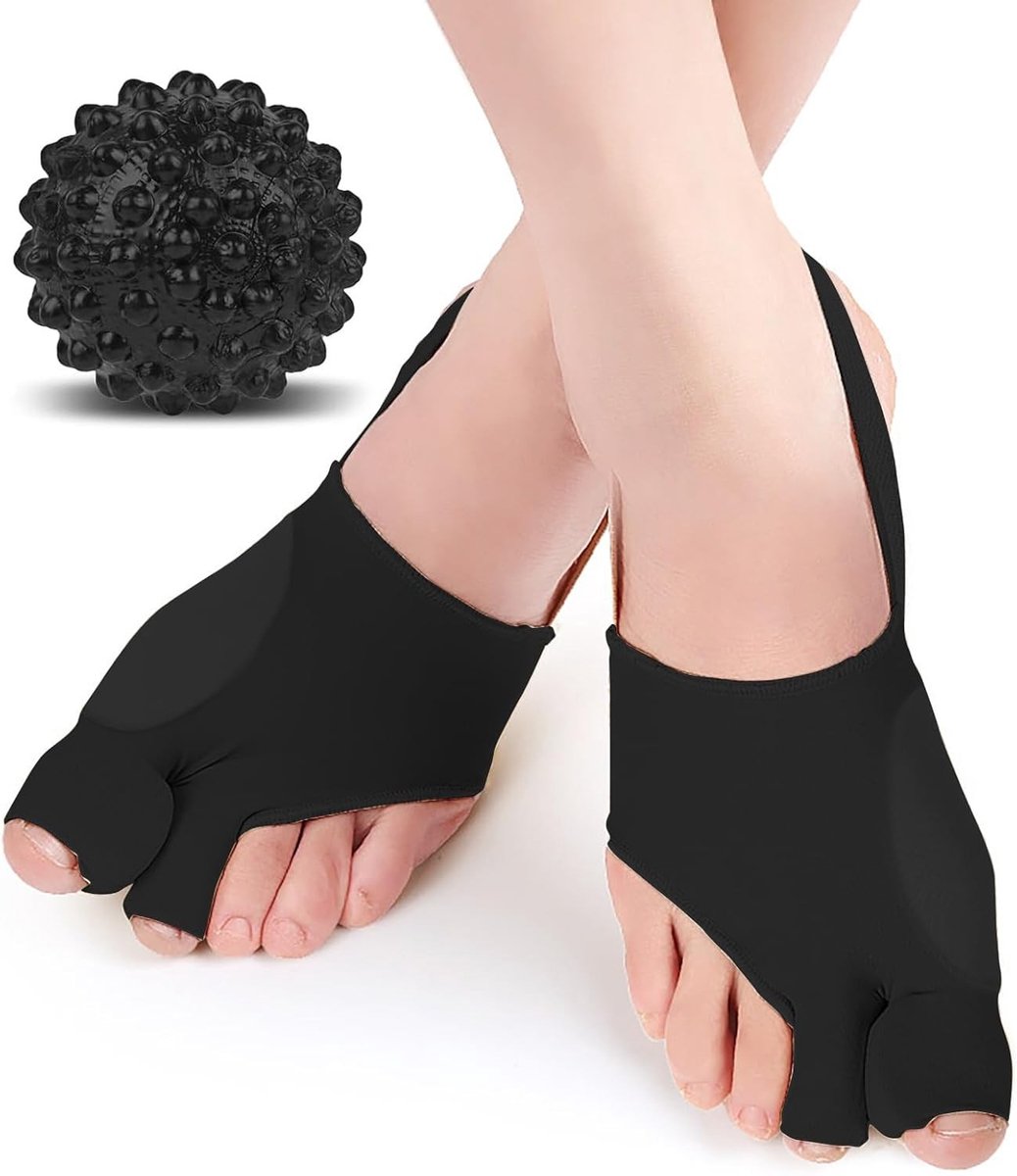 Hallux Valgus Correctieschoenen voor Mannen en Vrouwen, Grote Teenspreader voor Pijnverlichting en Verbetering van de Teenpositie, Zwart, 2 Stuks