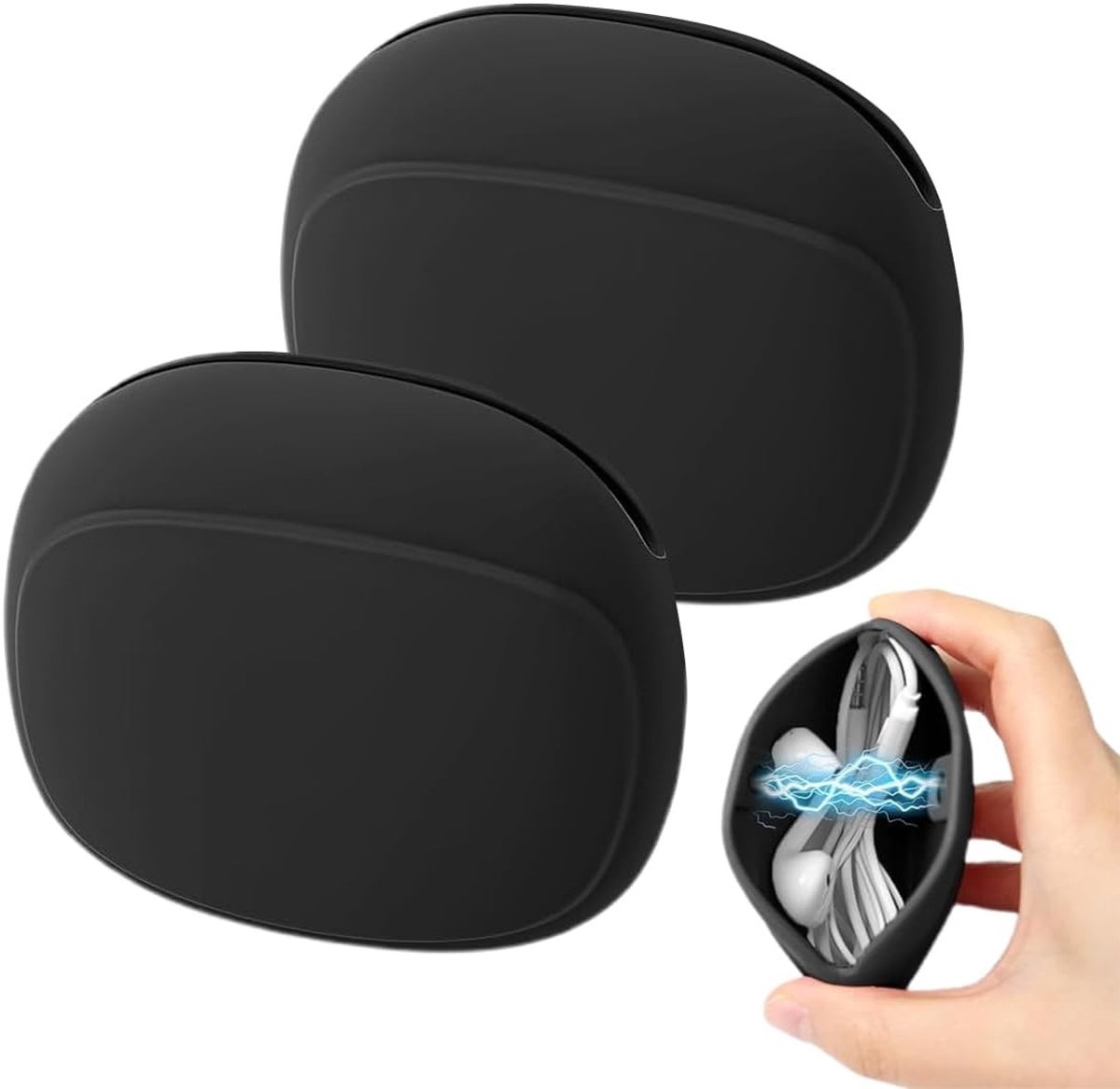 Hoofdtelefoon Tas en Oplaadkabel Opbergdoos, Mini Silicone Organizer voor Draadloze Hoofdtelefoons en Kabels, Compacte Accessoire Box