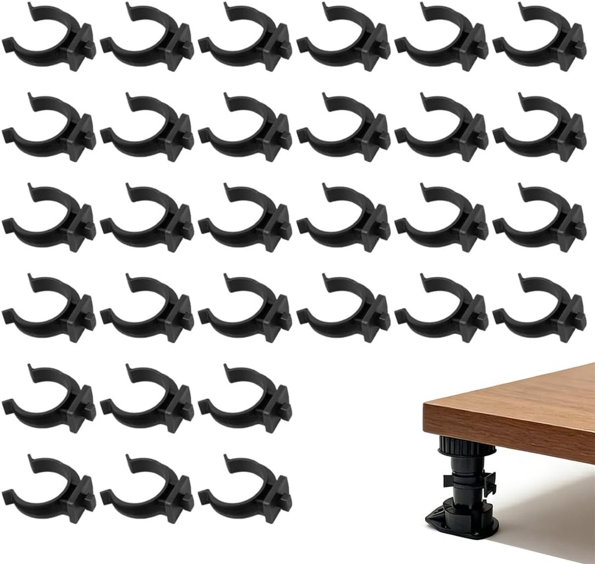 30 Stuks Keuken Skirting Clips voor Pedestal Bevestiging, Geschikt voor 32-42mm, Zwart, Ideaal voor Keuken Hood en Meubels