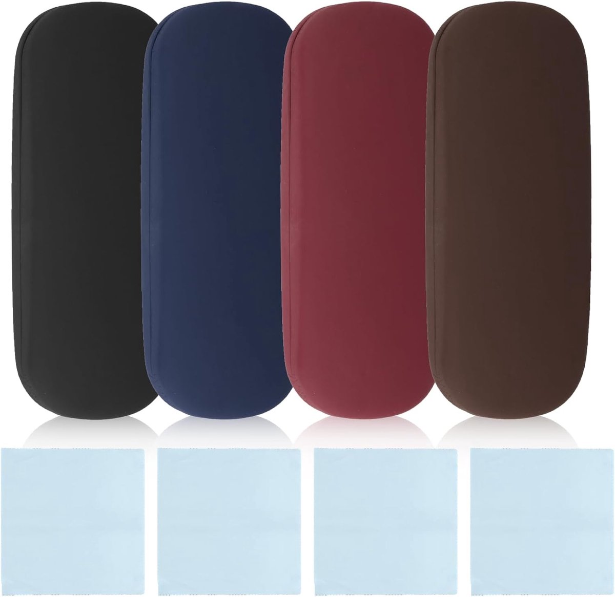 Bril etui 4 stuks - Hard shell - PU leer - Inclusief reinigingsdoekjes - SnelShoppen