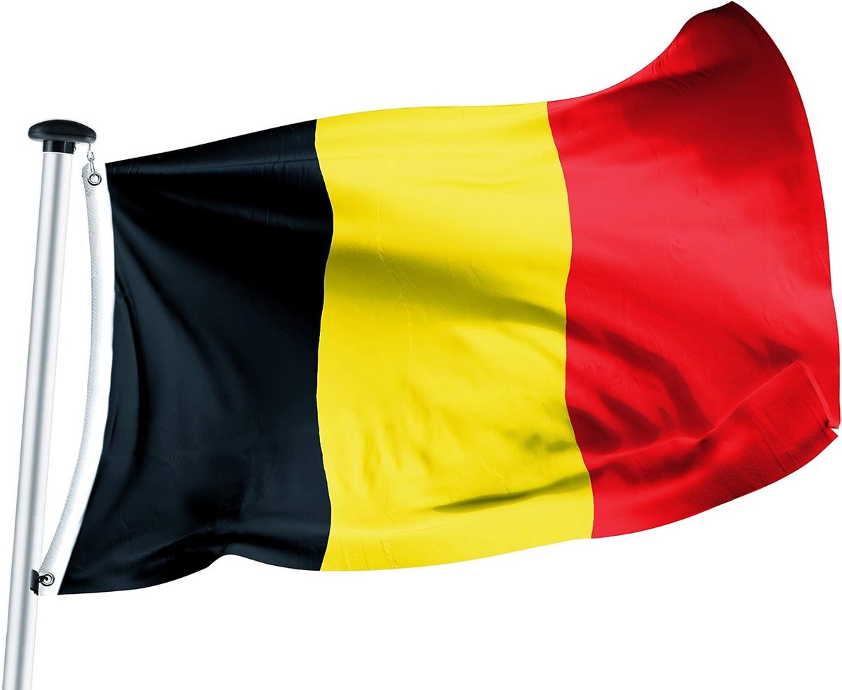 SnelShoppen - Belgische vlag 100 x 150 cm met oogjes – Robuuste scheepsvlaggenstof, 160 g/m² – Weerbestendig, lange levensduur, perfect voor feest, tu