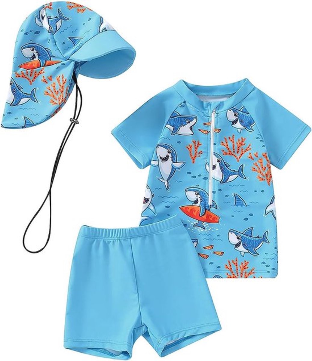UV-Beschermende Eendelige Zwemoutfit voor Peuters met Zonnehoed - Kindvriendelijke Zomerzwemkleding, Sneldrogend en Comfortabel