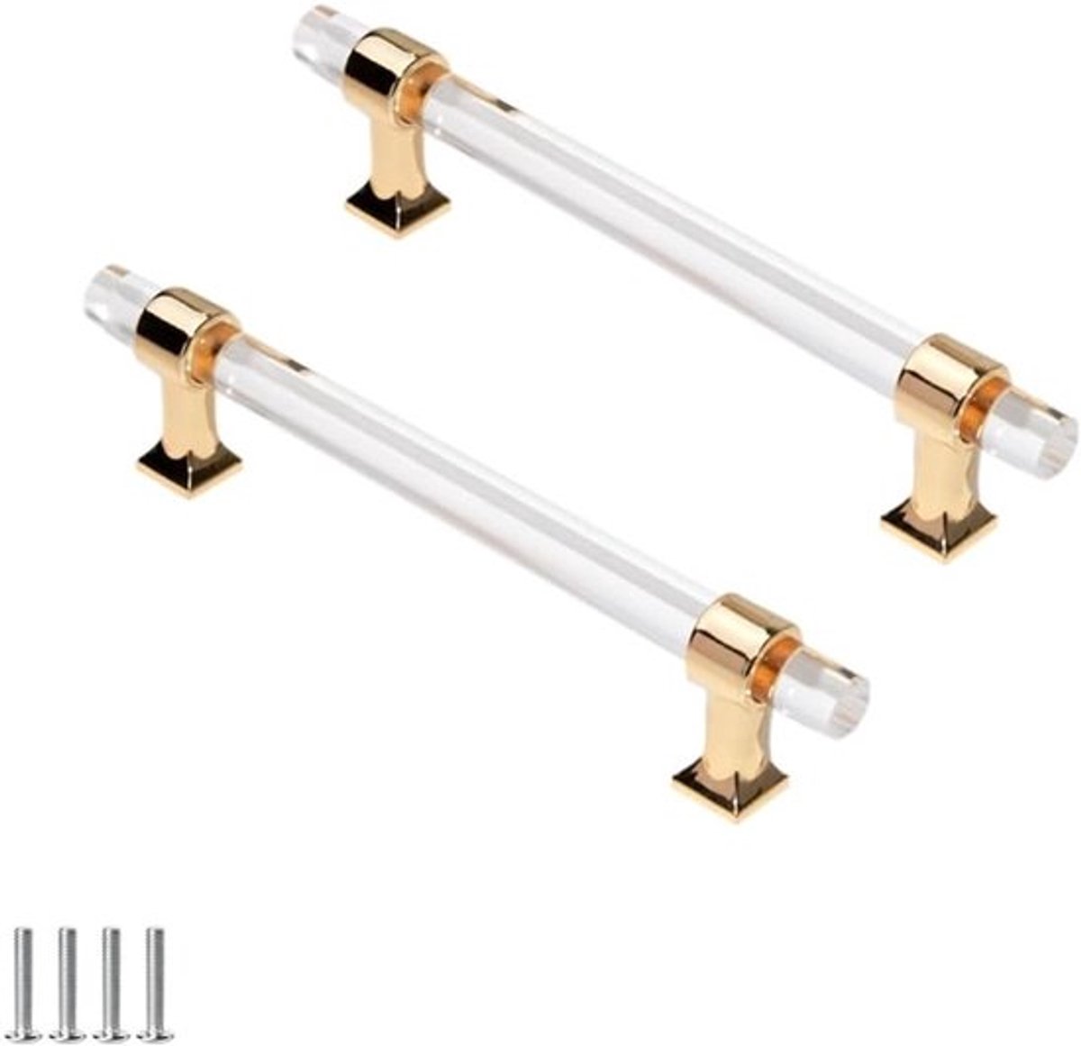 Duidelijke Acryl Kastgrepen voor Keukenlades en Deuren - 192mm Gaatjesafstand, Gouden Afwerking, Modern Design
