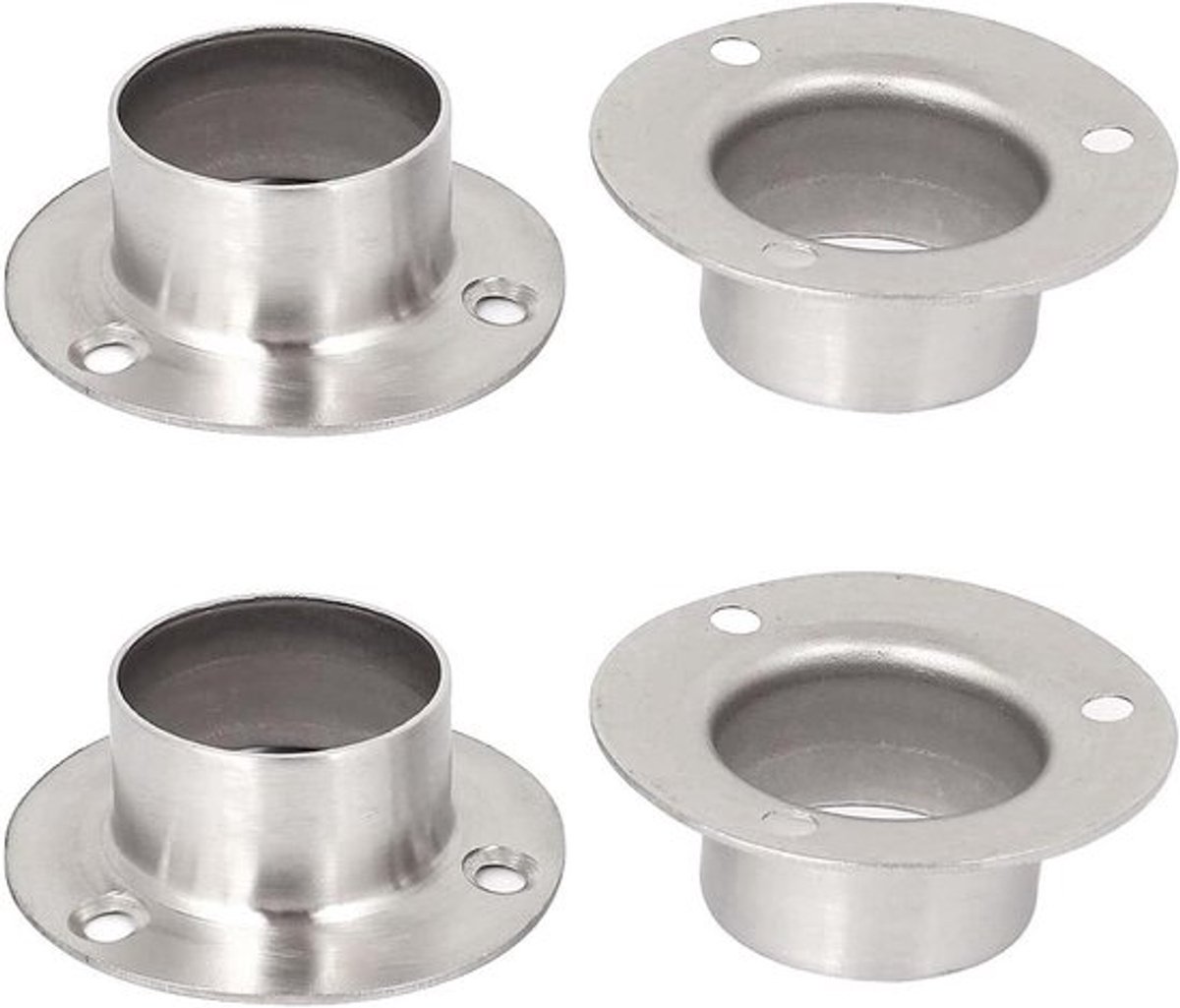 32mm Opknoping Garderobe Rail Ondersteuning, 4 Stuks Ronde Staaf End Steun, Roestvrij Staal Flens Socket Beugel voor Kastgordijn - Duurzaam en Veelzijdig